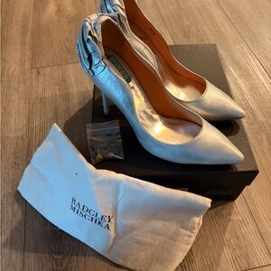 Badgley Mischka Metallic Silver Heels